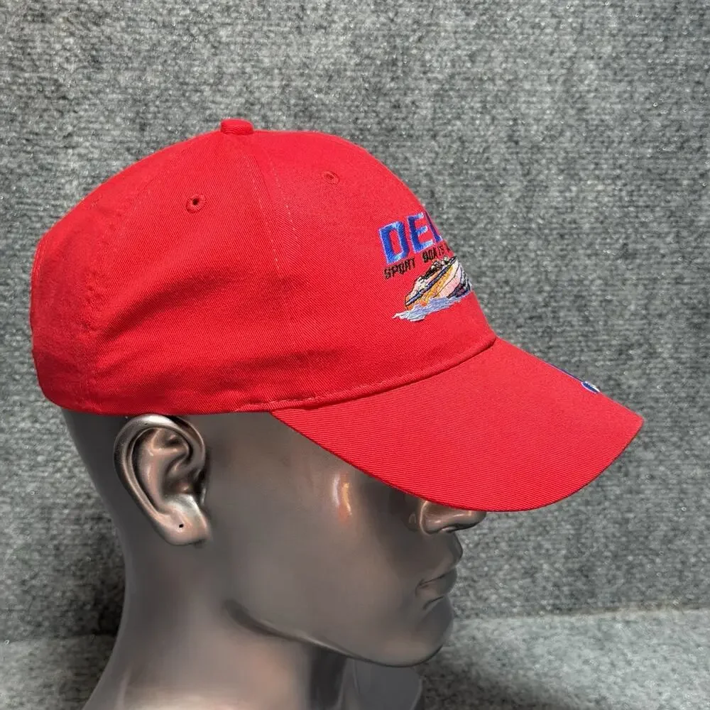 Delta Sport Boats & Yacht Club Red StrapBack Baseball Cap Lot Of 2 Hats OSFA Vtg